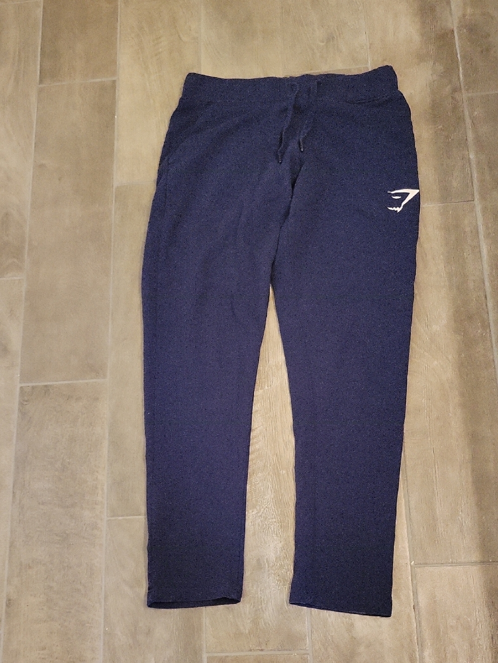 Gymshark Straight Leg Navy Joggers with White Logo